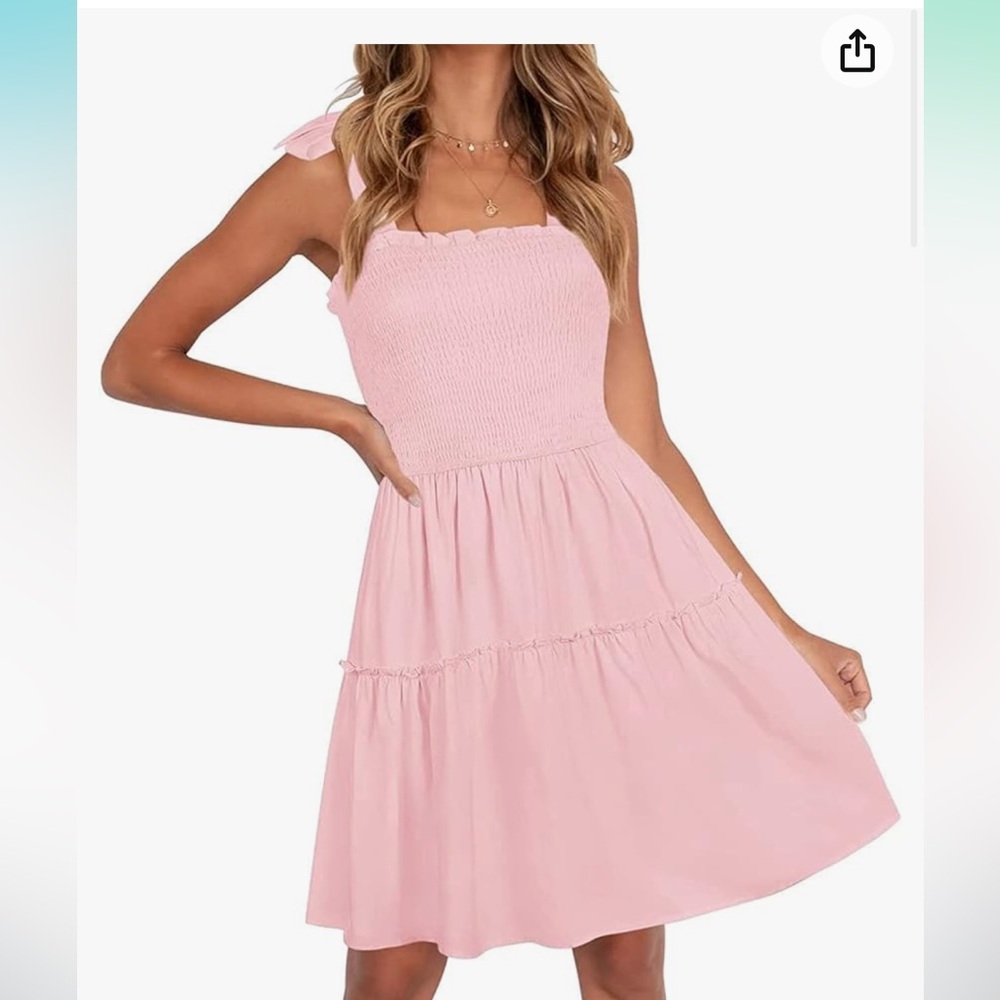NWOT* pink baby doll tie shoulder dress